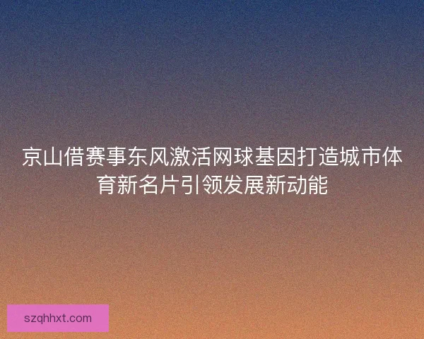 京山借赛事东风激活网球基因打造城市体育新名片引领发展新动能